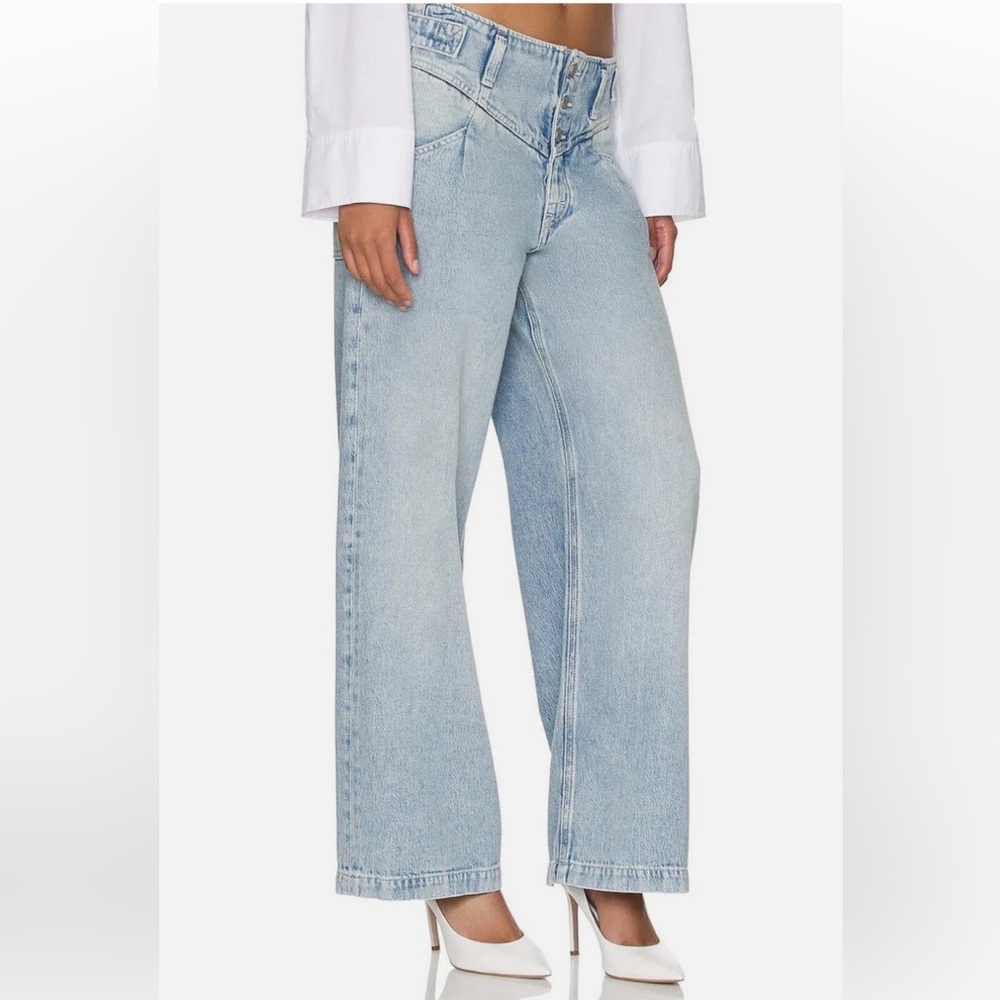 NWOT Free People Light Blue Care FP Super Sweeper Wide Leg Jeans Sz M baggy - Picture 4 of 16